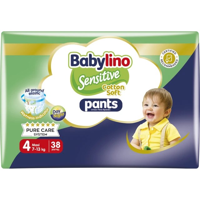 Babylino Sensitive Pants Cotton Soft Unisex No4 Maxi 7-13kg Πάνες Β...
