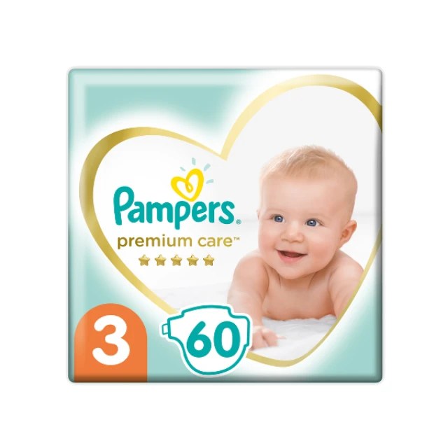 Pampers Premium Care Πάνες με Αυτοκόλλητο Μέγεθος 3 (6-10kg), 60 Τε...