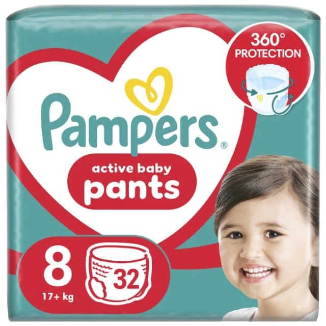 Pampers Pants Πάνες - Βρακάκι No.8 (17+ kg), 32τμχ